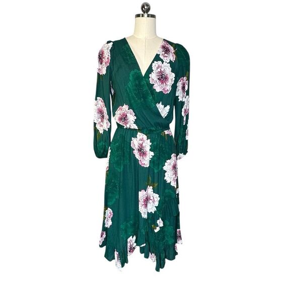 NEW Anthropologie Tracy Reese Aleah Green Floral Ruffle Midi Dress | S - Picture 4 of 11
